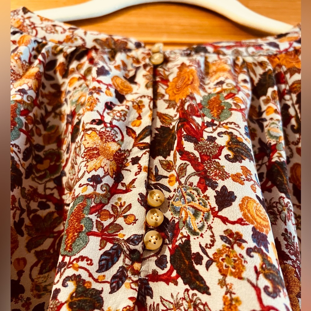 Madewell x Karen Walker 100% Silk Gennaker Floral Top, XS